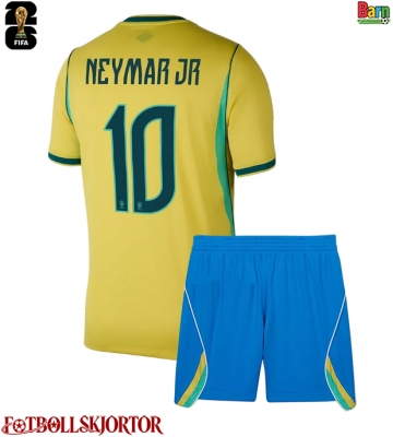 Brasilien Neymar Jr #10 Hemmakläder Barn VM 2026 Kortärmad (+ Korta byxor)